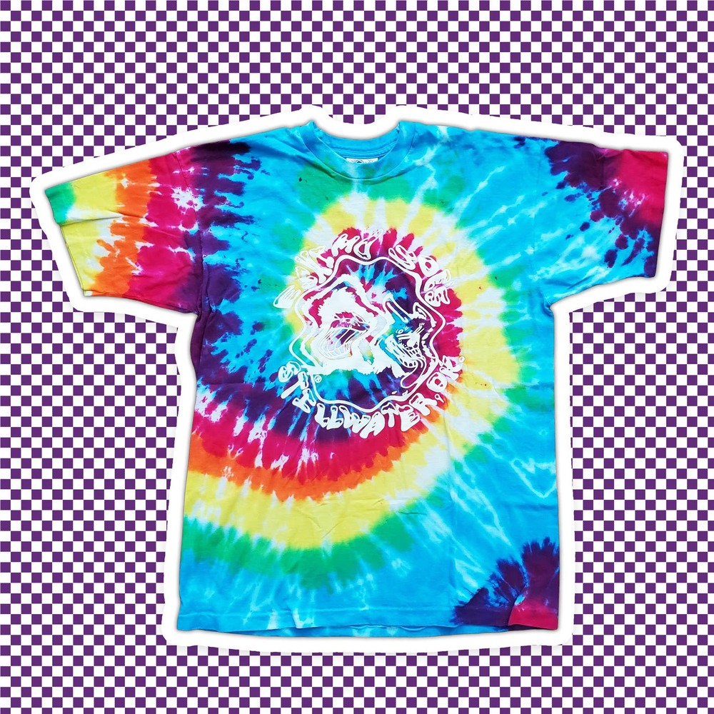Vintage Eskimo Joe's Stillwater Oklahoma Rainbow Tie Dye Trippy Tshirt Sz XL